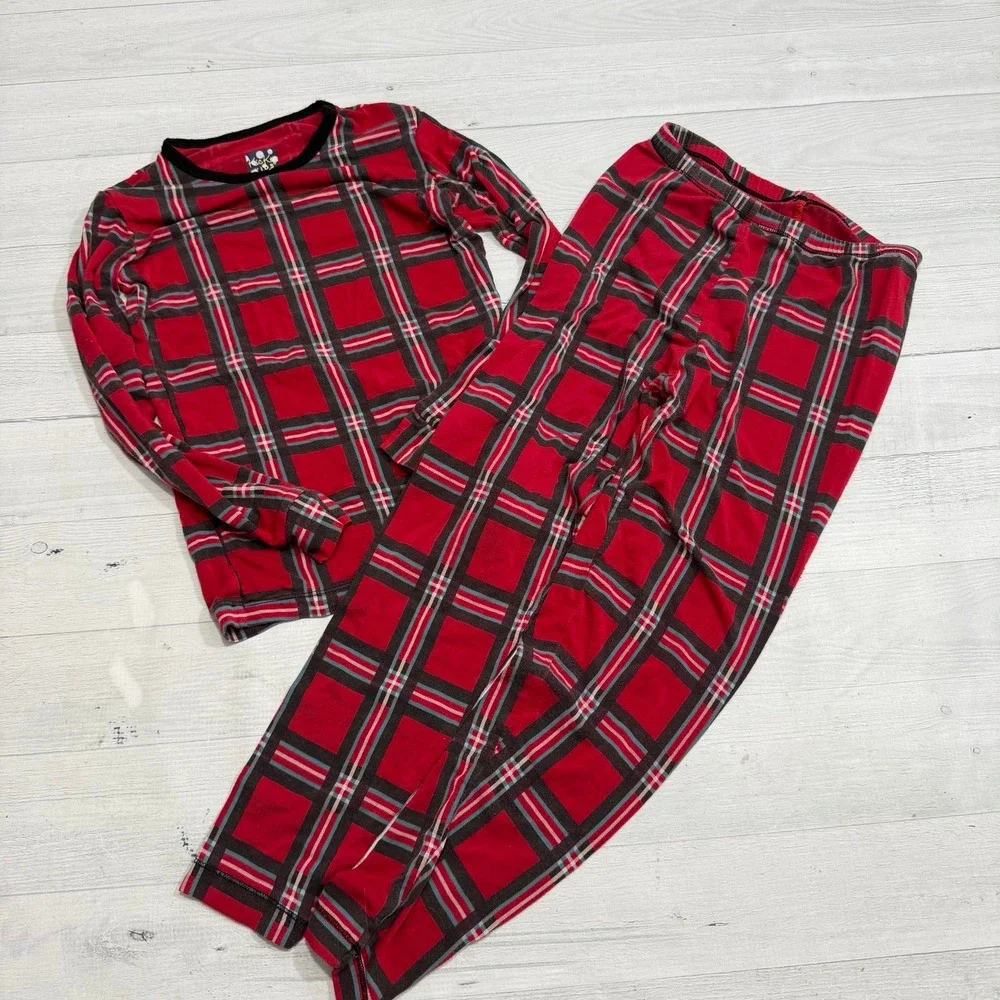 Kickee Pants Kickee kids red plaid pajamas size 8